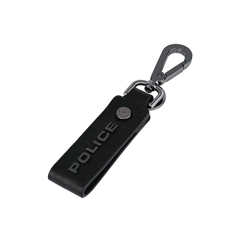 Police Droid Men Black Leather Key Ring
