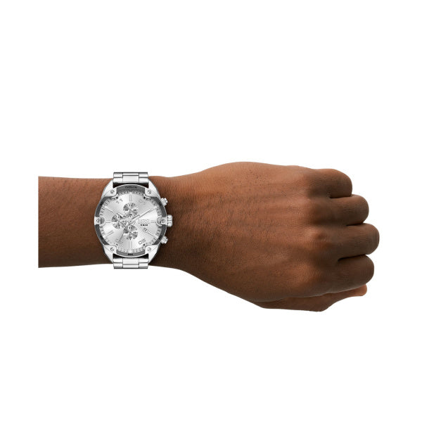 Men Spiked Silver 49mm Watch
