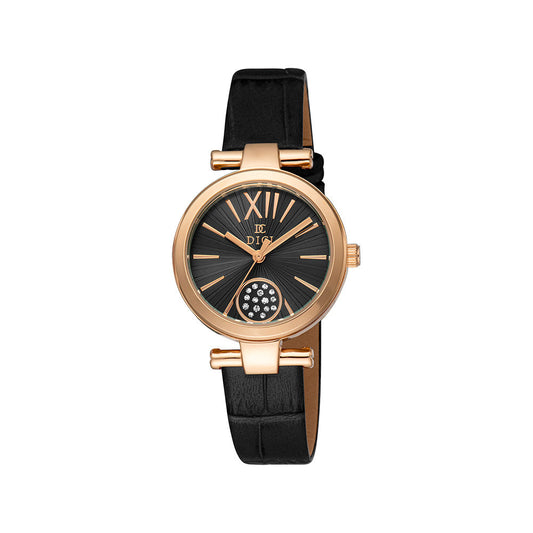 Perla Women Black Leather Watch