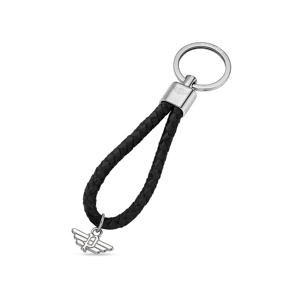 Entwine Men Leather Black Key Ring