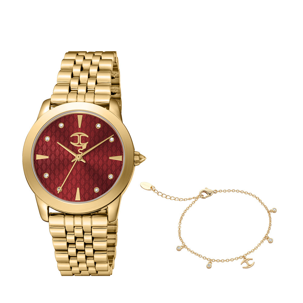 Donna Set Women Red Stainless Steel Watch