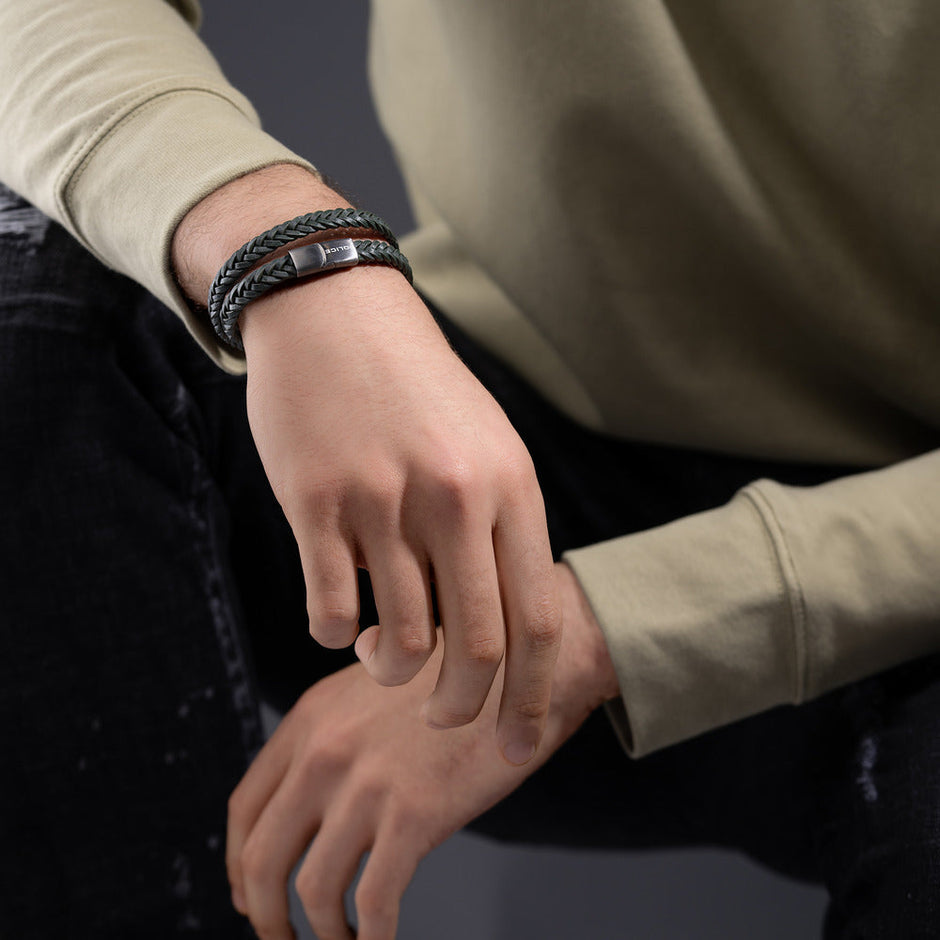 Men Braid Silver Bracelet