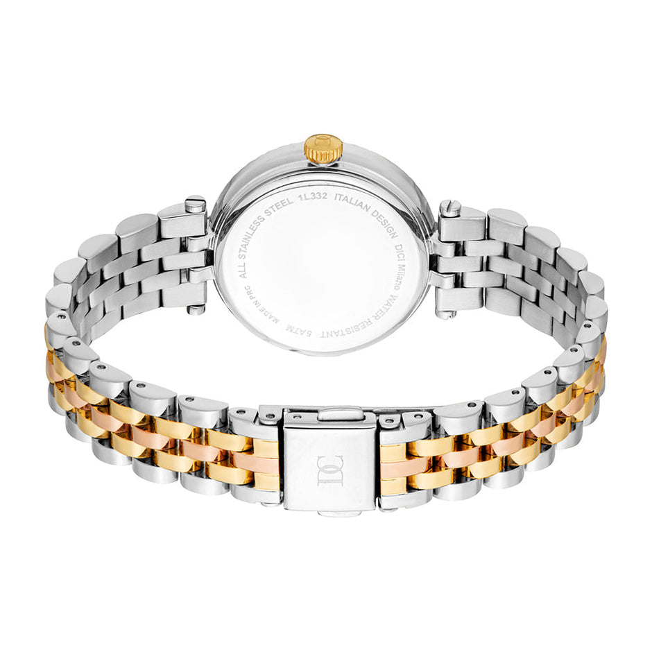 Women Zerlina Tri Tone Silver, Gold & Rose Gold Color 30mm Watch