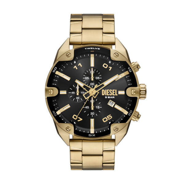 Men Spiked Gold 49mm Watch