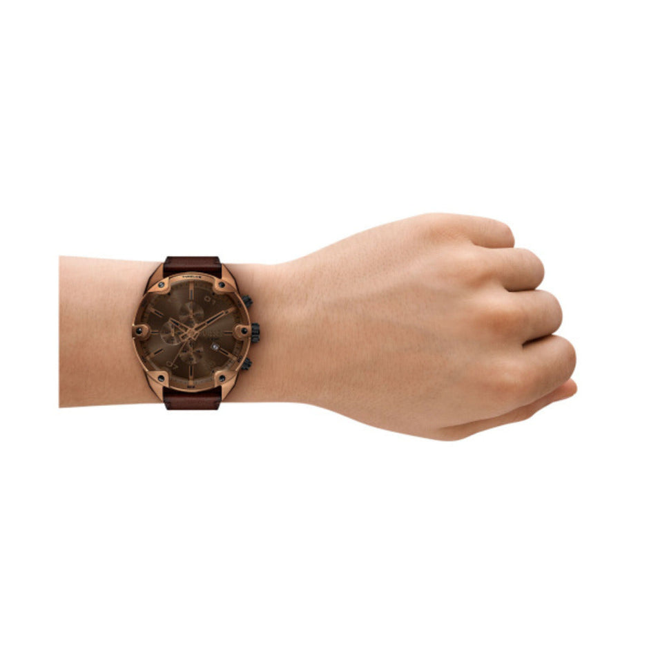 Men Spiked Brown Watch