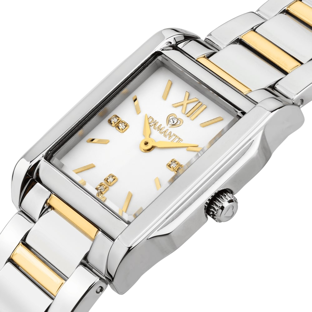 Women Square Two Tone Watch