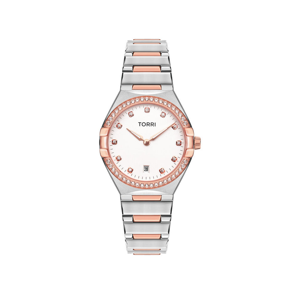 Women Manuel 34mm Silver/Rose Gold Watch