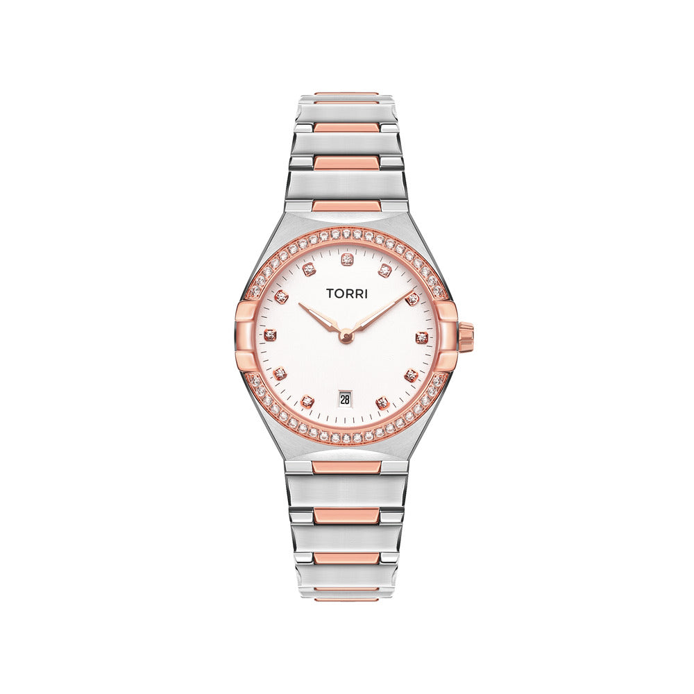 Women Manuel 34mm Silver/Rose Gold Watch