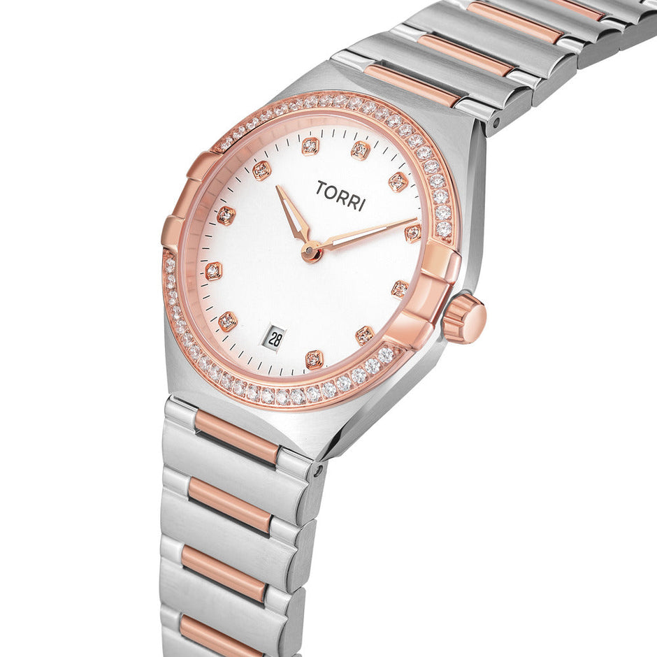 Women Manuel 34mm Silver/Rose Gold Watch