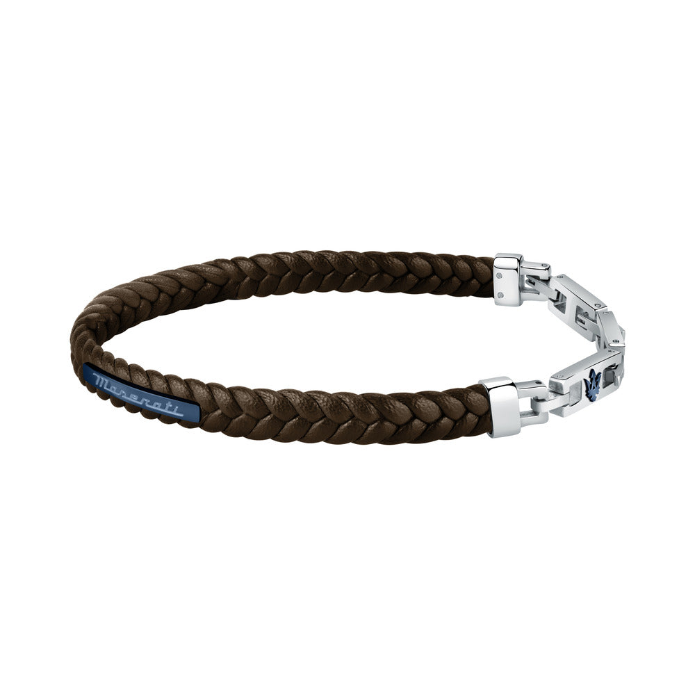 Men Recycled Leather Brown Bracelet