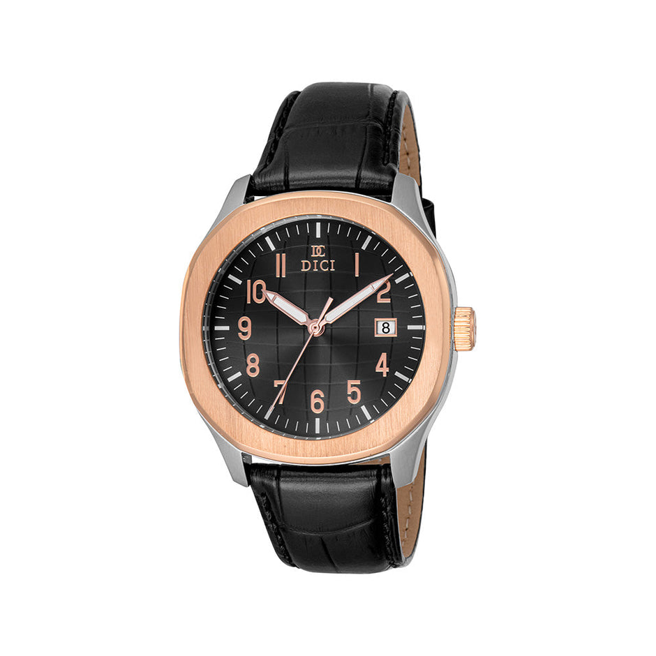 Lucio Men Black Leather Watch