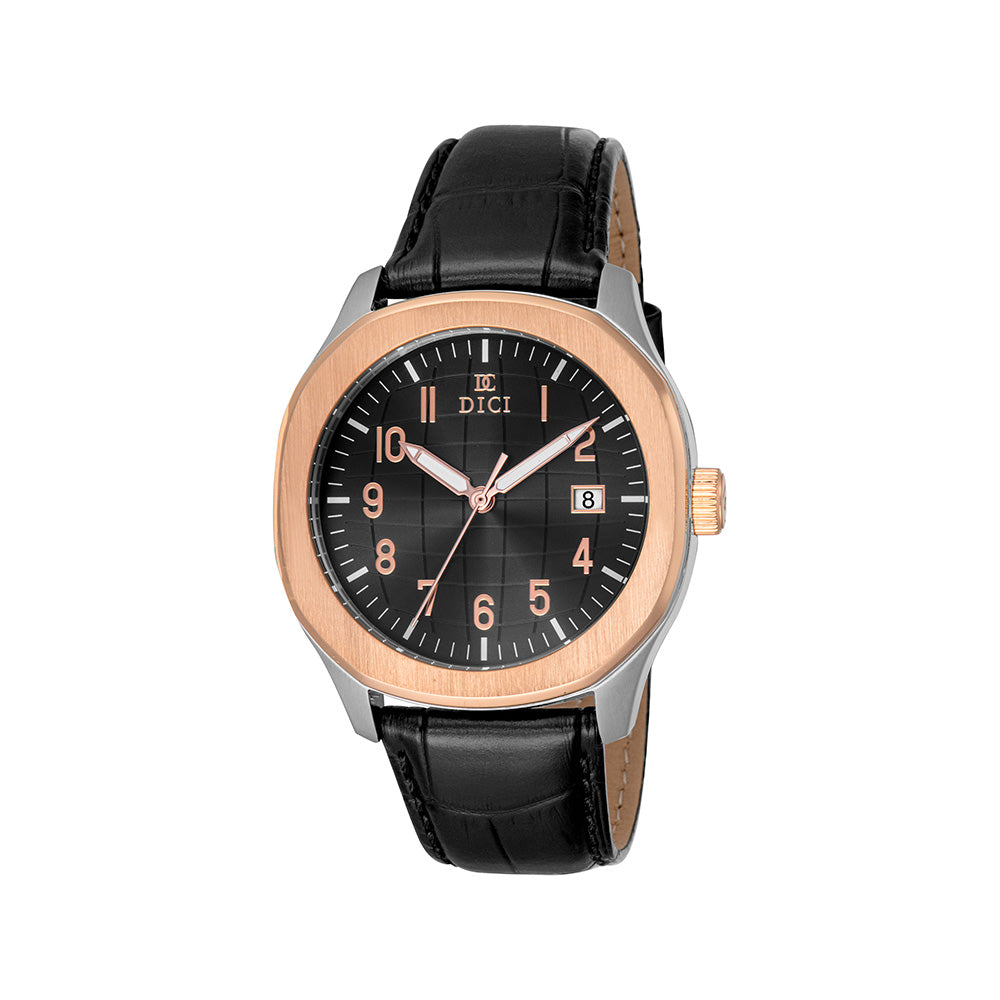 Lucio Men Black Leather Watch