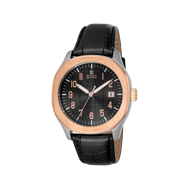 Lucio Men Black Leather Watch
